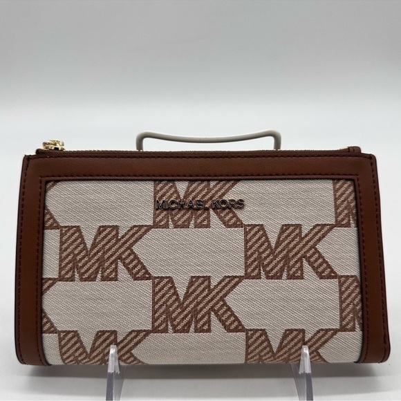 Michael Kors Large Double Zip Wallet Wristlet Brown - Picture 1 of 9